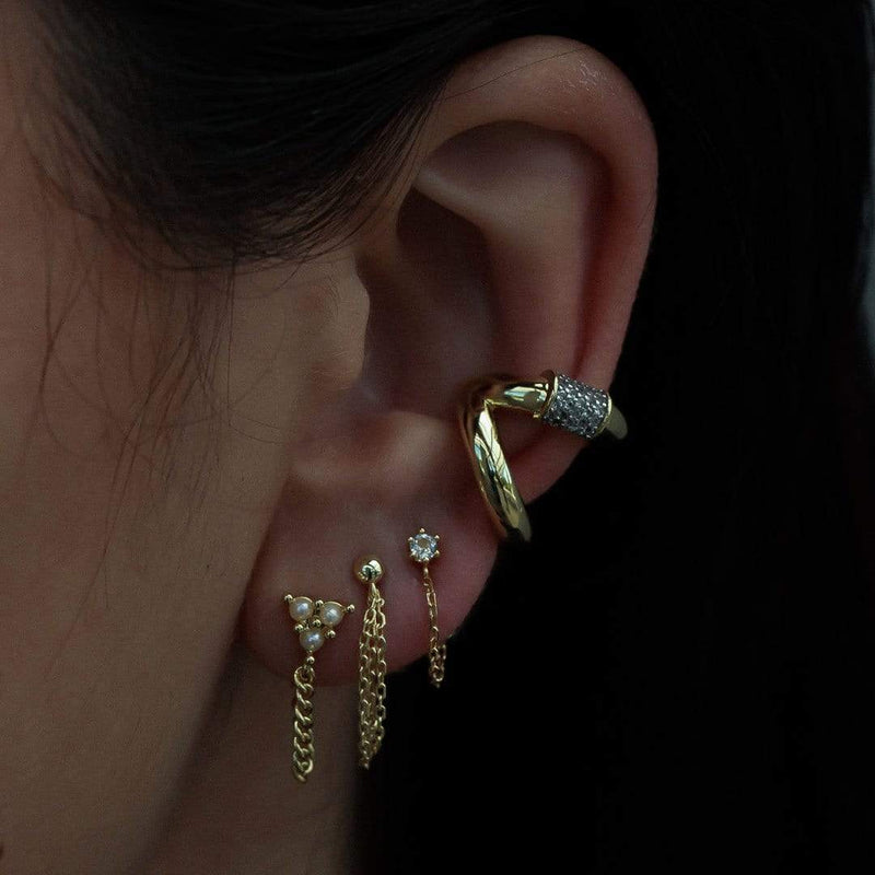 F & H Studios - Surge Ear Cuff : Brass + 18k Gold + Peridot