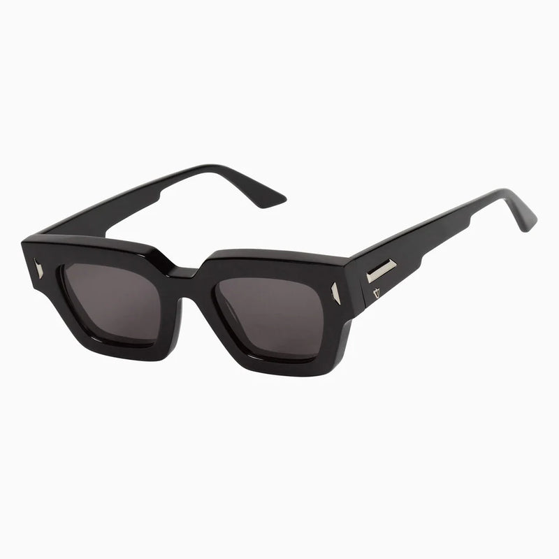 Valley Eyewear - Ghost - Gloss Black / Silver Metal Trim / Black Lens