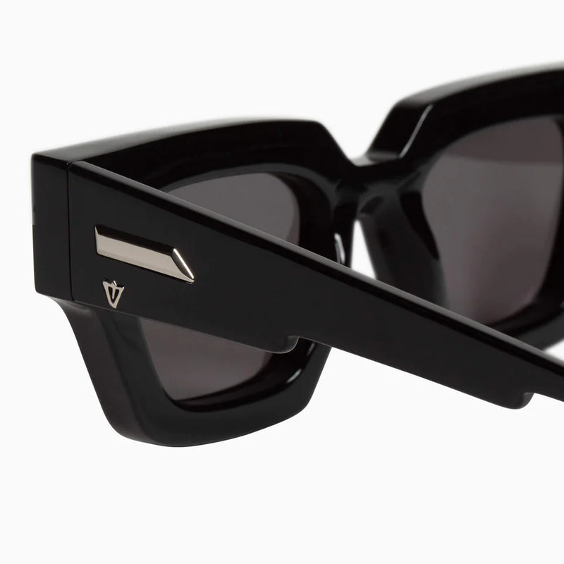 Valley Eyewear - Ghost - Gloss Black / Silver Metal Trim / Black Lens