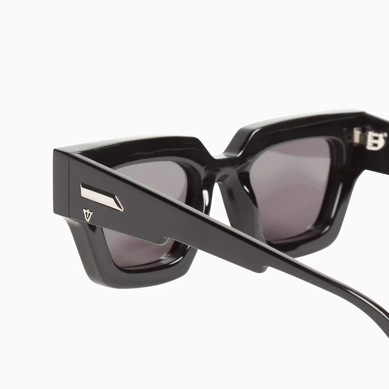 Valley Eyewear - Ghost - Gloss Black / Silver Metal Trim / Black Lens