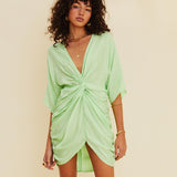Suboo - Halley Ruched Cross Over Mini Dress - Mint