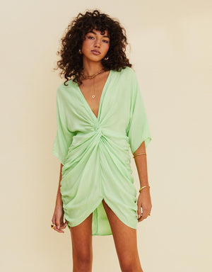 Suboo - Halley Ruched Cross Over Mini Dress - Mint