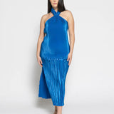 L'IDÉE - Soiree Pleated Halter Gown - Moroccan Blue