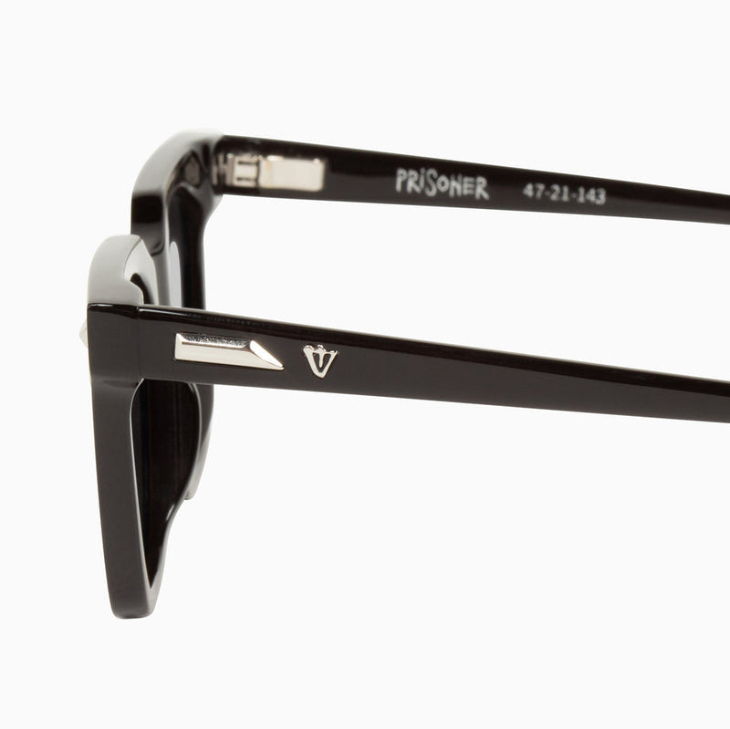 Valley Eyewear - Prisoner - Gloss Black / Silver Metal Trim / Black Lens