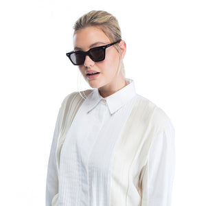Valley Eyewear - Prisoner - Gloss Black / Silver Metal Trim / Black Lens