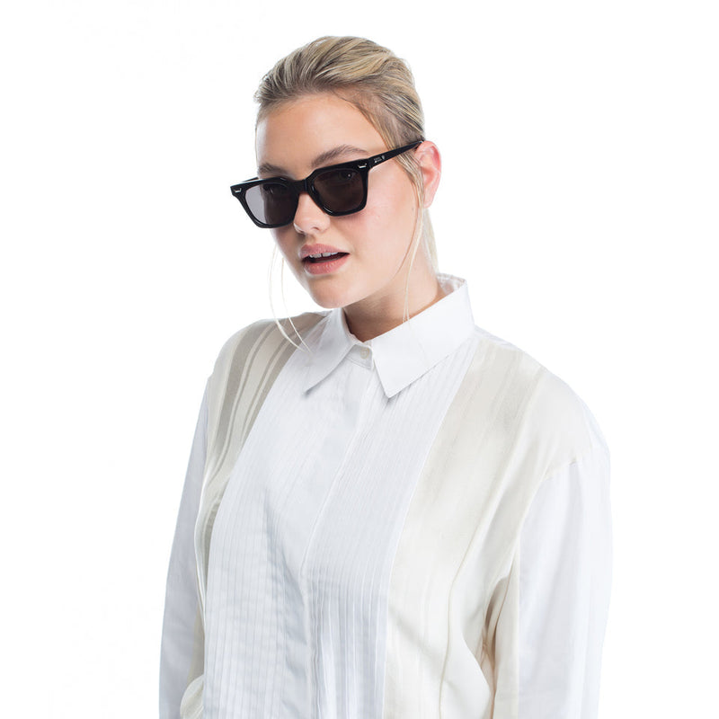 Valley Eyewear - Prisoner - Gloss Black / Silver Metal Trim / Black Lens