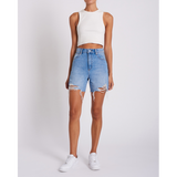 ABRAND - A Claudia Cut Off Sadie Rip - Distressed Vintage Blue