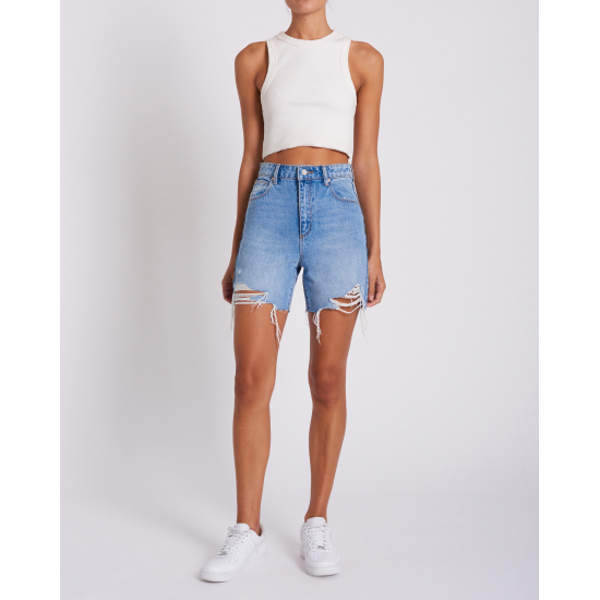 Abrand - A Claudia Cut Off Sadie Rip - Distressed Vintage Blue